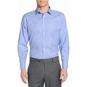 Nordstrom Smartcare Classic Fit Solid Dress Shirt in Blue Hydrangea 17 x 36-37